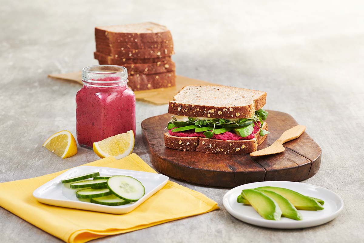 Beet Hummus Sandwich