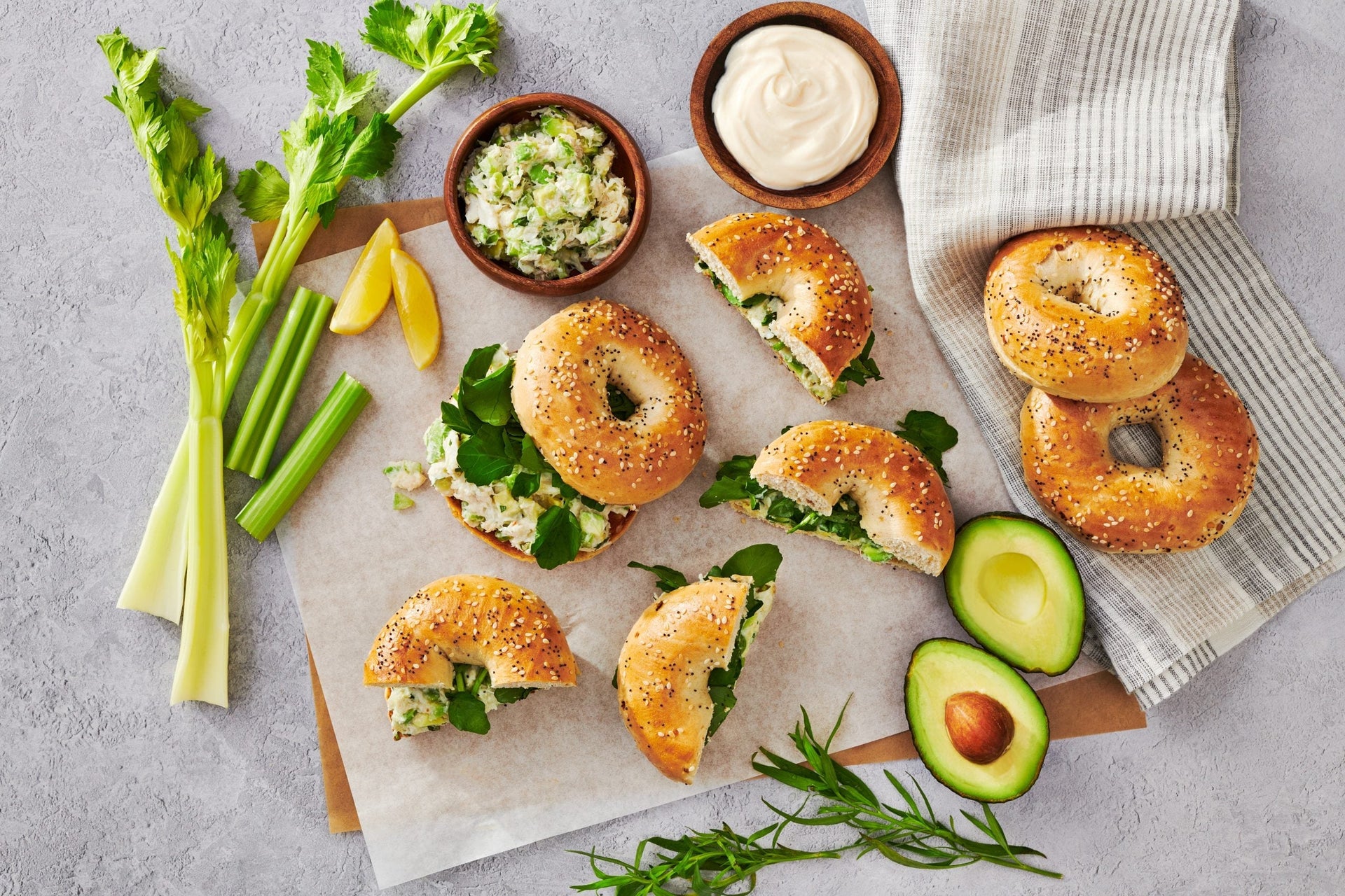 CAB- Crab, Avocado & Bagel sandwiches