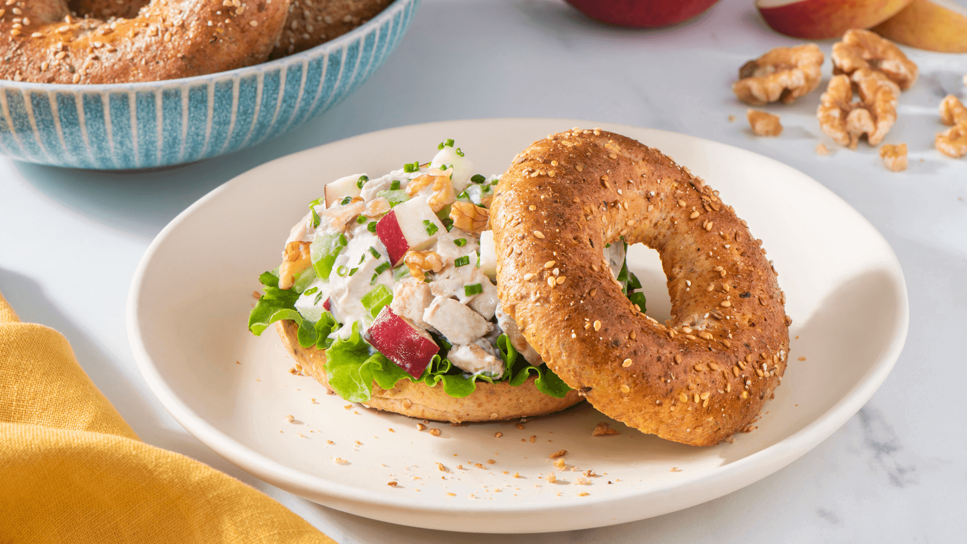 Waldorf Chicken Salad Bagel