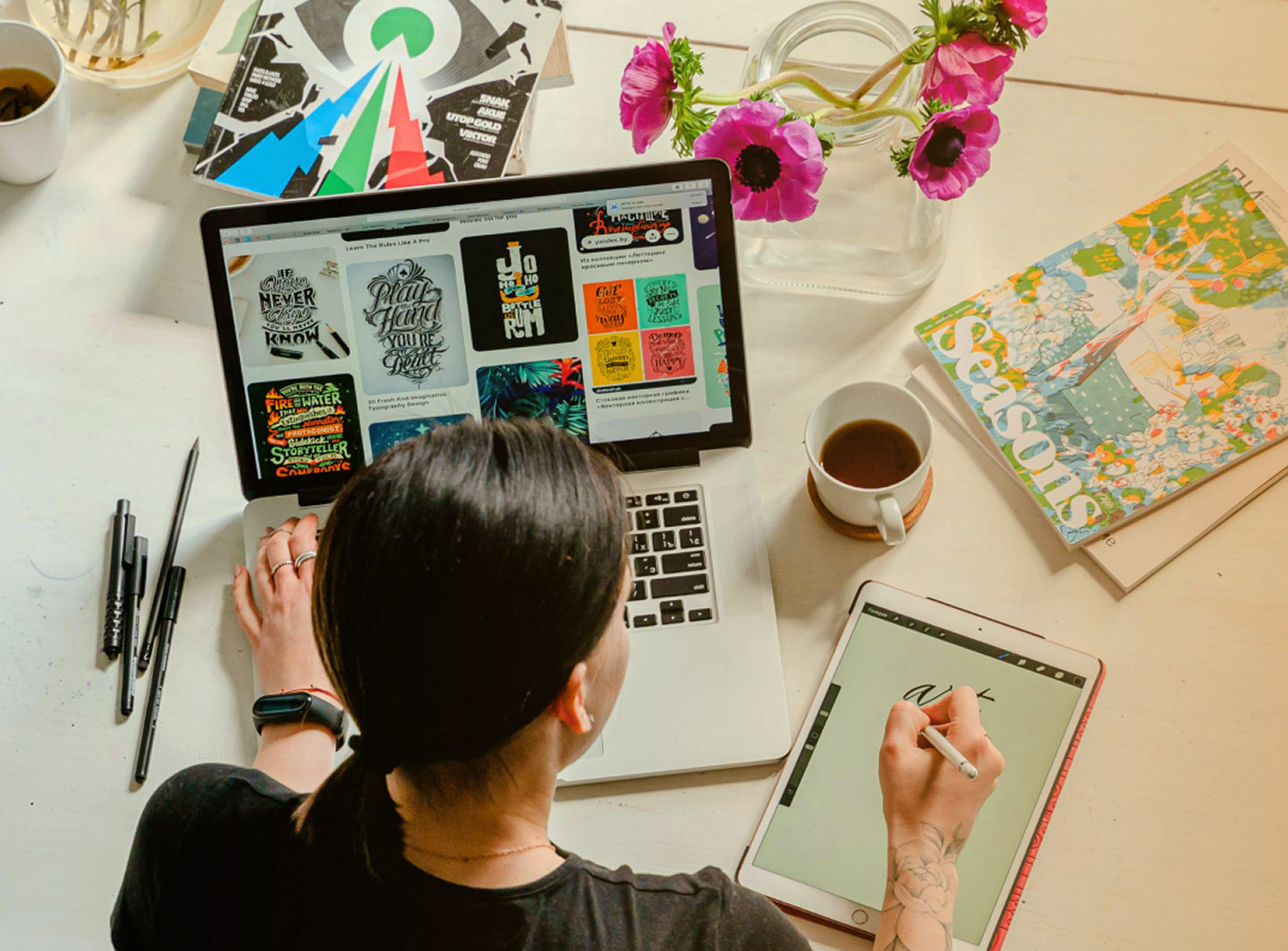 Artist working on laptop
