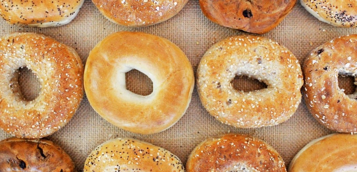 Image of Country Harvest Bagels pictured on a brown burlap background