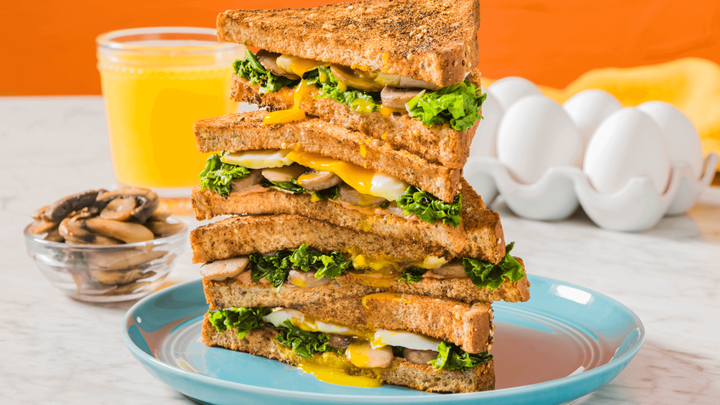 Kale and Mushroom Breakfast Sandwich