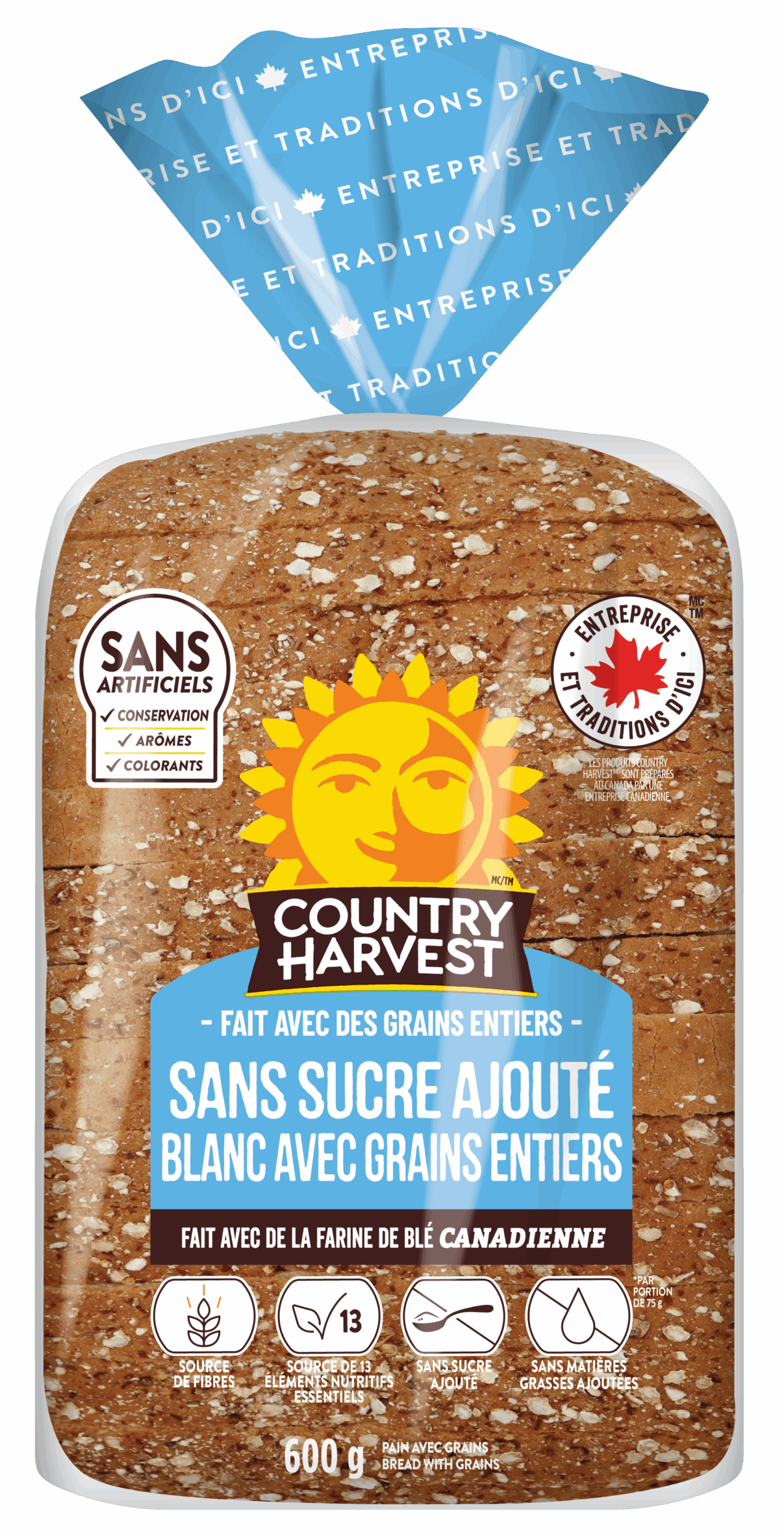 Product: Sans Sucre Ajouté Blanc Avec Grains Entiers