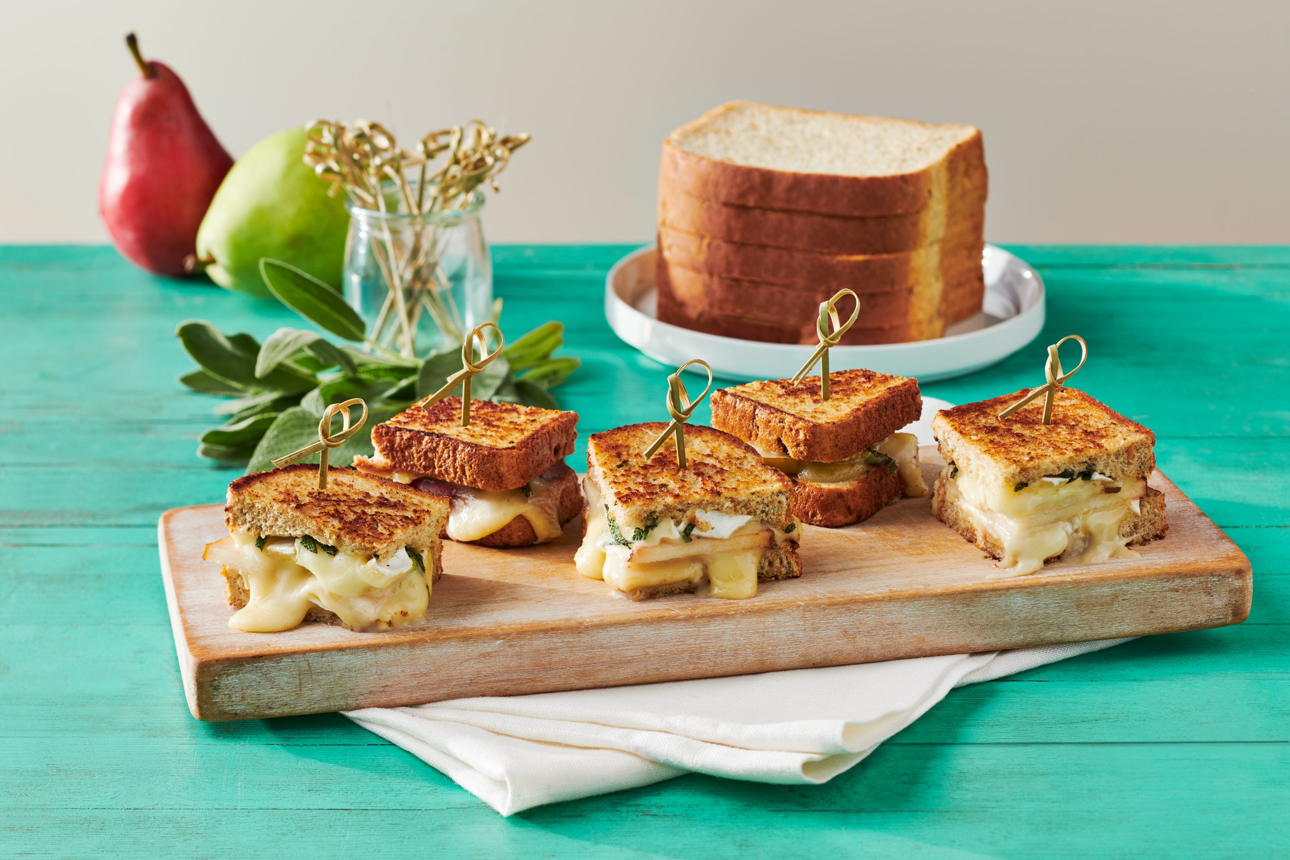 Brie, Pear, & Sage grilled cheese Bites